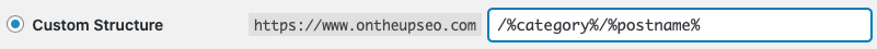 An example of a custom structure permalink in WordPress.