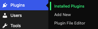 Wordpress installed plugins menu